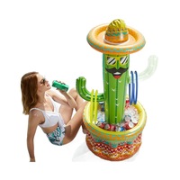 Ensemble de bar à glace gonflable personnalisé Beckon, combo palmier et cactus pour les fêtes sur le thème du luau, les fêtes à la piscine, les événements d'été