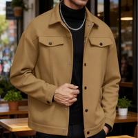 Blouson Bomber Homme Tendance Couleur Unie, Vente Chaude Transfrontalière, Décontracté, Ample, Chaud, Style Urbain, Automne, à Capuche, en Laine