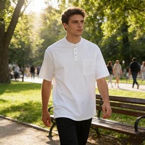 Camicia Casual Estiva da <span class=keywords><strong>Uomo</strong></span> Personalizzata, 220G 100% Cotone, Morbida, Antipiega, ad Asciugatura Rapida, Manica Corta, Vestibilità Comoda - Product Image 4