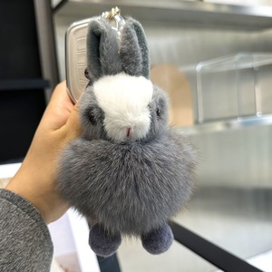 Vente en gros mignon mini lapin en fourrure grise blanche poupée lapin <span class=keywords><strong>porte</strong></span>-clés voiture pendentif doux peluche <span class=keywords><strong>pompon</strong></span> moelleux lapin <span class=keywords><strong>porte</strong></span>-clés - Product Image 6