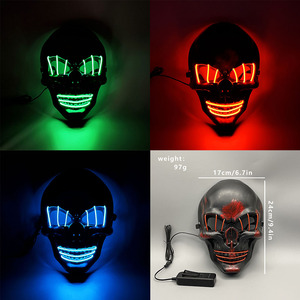 Máscara <span class=keywords><strong>de</strong></span> Calavera con Luces LED, Ojos y Dientes Brillantes <span class=keywords><strong>de</strong></span> Neón, Disfraz para Halloween, Máscara Facial <span class=keywords><strong>de</strong></span> Calavera, Fiesta <span class=keywords><strong>de</strong></span> Cosplay en Discoteca, Accesorio Unisex para Adultos - Product Image 2