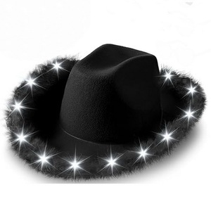 Sombrero de Vaquero con Plumas y <span class=keywords><strong>Boa</strong></span> Rosa LED - Product Image 2