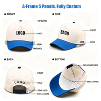 Casquette personnalisée à 5 panneaux avec logo brodé, casquette snapback à 5 panneaux, casquette de baseball bicolore, casquette A-Frame pour la zone des fans