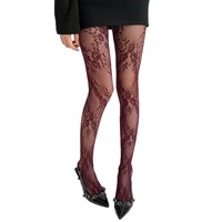 Vente en gros usine de bas pour femme en nylon, dentelle florale ajourée, fins, sexy, résille Y2K, noirs, anti-accroc