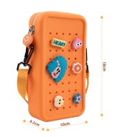 Sac de rangement carré en silicone, nouveau design transfrontalier, style frais et doux, avec trous pour jeux, sac de téléphone horizontal, idéal pour un usage quotidien