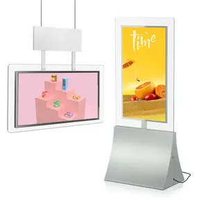 Layar ganda iklan 43 49 55 inci, papan reklame Digital interaktif untuk jendela toko dalam ruangan terpasang di dinding layar Lcd Monitor