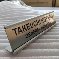Plaque de nom de bureau en métal inoxydable, étiquette métallique, support de bureau, plaques de nom pour table de conférence avec lettres gravées
