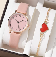 WGS-163 Ensemble de 2 montres pour femmes, montre-bracelet à quartz analogique de luxe en PU, montres-bracelets tendance pour femmes, Relogio Feminino 2025