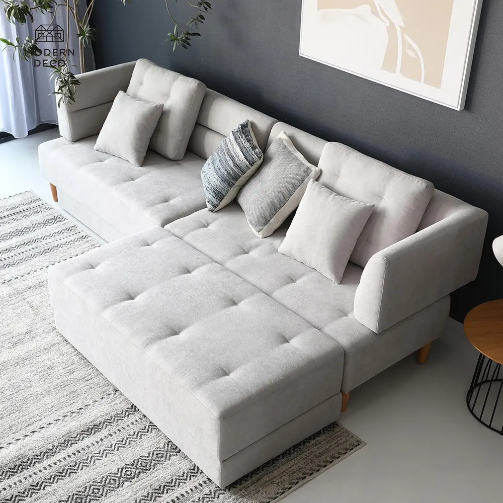 Multifunctional futon के एल आकार कोने अनुभागीय सोफे बिस्तर भंडारण करने के लिए परिवर्तनीय सोफे बिस्तर OEM ODM के साथ 40ft कंटेनर