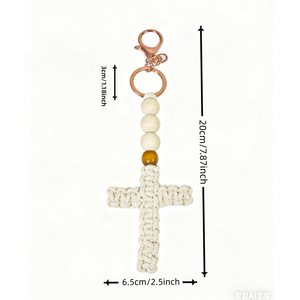 <span class=keywords><strong>Porte</strong></span>-clés en <span class=keywords><strong>macramé</strong></span> bohème 2026, fait à la main, tissé, <span class=keywords><strong>porte</strong></span>-clés Jésus, accessoires de voiture chrétiens, <span class=keywords><strong>porte</strong></span>-clés en croix douce, décoration, cadeaux - Product Image 4