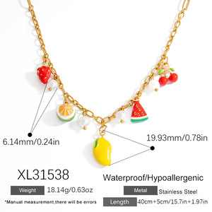 <span class=keywords><strong>France</strong></span> Unique Bijoux Faits À La Main À La Mode En Acier Inoxydable Charme Fruits Déclaration Collier - Product Image 6