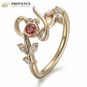 Bague de mode en or <span class=keywords><strong>jaune</strong></span> 10K avec pierre principale en rubis de laboratoire certifié GRC, taille brillant rond de 3 mm, pour femme - Product Image 1