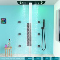 27.95 pouces 4 fonctions LED noir système de douche de plafond numérique système de douche de salle de bain carré