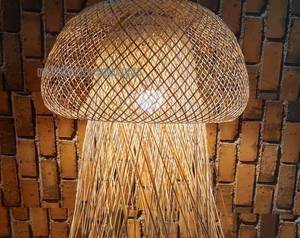 <b>Bamboo</b> Jellyfish Pendant <b>Light</b> Woven Lamp <b>Shade</b> Boho Decor Handmade Hanging Lamp Vietnam OEM Supplier - Product Image 2