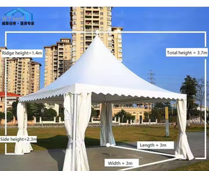 Tente <span class=keywords><strong>Pagode</strong></span> 6x6m en Alliage d'Aluminium et Tissu PVC, Imperméable Intérieur/Extérieur Toutes Saisons, pour Mariages - Product Image 2