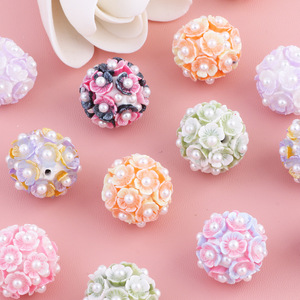 Acrylic Flower Pearl-Centered Flower Balls 20mm Beads with Straight Holes Colorful for <b>Phone</b> Chains Key Chains Bag Chains - Product Image 4