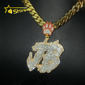 Iced Out Personalizado Mossanite Pingente Carta Inicial 925 Sterling Sliver Pass Tester Moissanite Pingente - Product Image 3