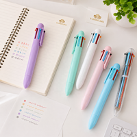 Bolígrafo Multicolor 6 en 1, Cuerpo de Plástico Transparente, Cambio Rápido de Color, Clip Portátil para Estudiantes, Material Escolar al por Mayor