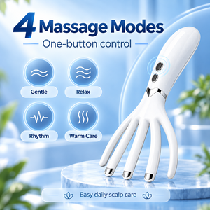 เครื่องนวดหนังศีรษะไฟฟ้าแบบชาร์จได้ เครื่องนวดศีรษะจำลองนิ้วมือ สีขาว พลาสติก อุปกรณ์ดูแลเส้นผมด้วยตนเอง - Product Image 2