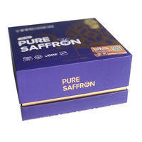 Boîtes d'emballage de cadeaux islamiques en mousse avec logo gaufré de luxe violet personnalisé pour safran