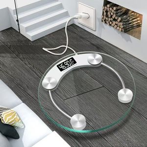 Round Electronic Body Scale 28cm Tempered Glass LCD Display Home Use Weight Measuring Durable Rechargeable - Product Image 2