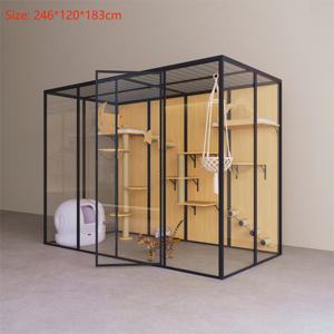 Luxe Mode Chat Villa Cage <span class=keywords><strong>Bois</strong></span> et Métal <span class=keywords><strong>Maison</strong></span> pour Animaux de Compagnie avec Motif Imprimé <span class=keywords><strong>Prix</strong></span> Usine pour Salon pour Lapins - Product Image 6