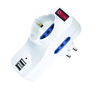 Adaptateur multiple type allemand Spina 16A 2 prises italiennes 10/16A italiennes 10/16A avec 2 USB