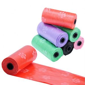 Sacs de toilette jetables imprimés pour animaux de compagnie, colorés et portables, 15 paquets par rouleau - Product Image 3