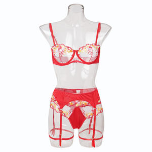 Ensemble de lingerie sexy brodé en maille, soutien-gorge et <span class=keywords><strong>porte</strong></span>-jarretelles, style européen et américain, best-seller transfrontalier, ODM - Product Image 5