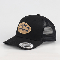 Gorra de malla con logo de parche tejido de 5 paneles, personalizada OEM de alta calidad, unisex, de moda, para pesca, ajustable, tipo trucker, venta al por mayor