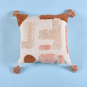 Wholesale Decorative Backrest Cushion Cover With Fringes Boho Embroidered <b>Pillow</b> <b>Case</b> Black Tufted <b>Pillow</b> Cover - Product Image 3