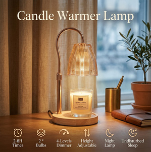 Lámpara Calentadora de Velas con Control de Temporizador y 4 Niveles de Intensidad, Brazo Metálico en Oro Champán, para Decoración de Interiores de Estilo Mid-Century - Product Image 6