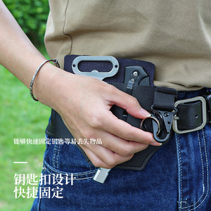 <b>Leather</b> Waist Bag Black MOLLE Tactical Storage Sheath For EDC <b>Tools</b> Outdoor Survival Gear Multifunctional Belt <b>Pouch</b> - Product Image 5