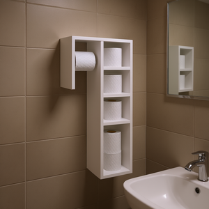 Armoire de rangement pour salle de bain Delco White à 4 étagères, design minimaliste, en plastique, gain de place - Product Image 2