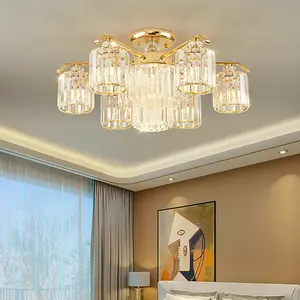 D29.5 pouces européen luxe cristal plafonnier Simple salon Villa chambre LED verre lustre Multi tête lampe personnalisée