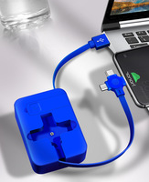 Venta al por mayor 3 en 1 almacenamiento retráctil USB tipo C cargador Cable 3A de alimentación con soporte de teléfono puerto de carga múltiple para dispositivos móviles