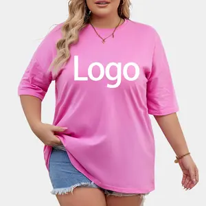 Bán Buôn Châu Âu Mỹ Chất Lượng Cao Cộng Với Kích Thước Của Phụ Nữ T-Shirts Thêm Logo Của Bạn Tùy Chỉnh T Áo Sơ Mi Cotton Quá Khổ Của Phụ Nữ T-Shirts