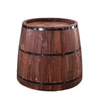 Demi-baril de vin en chêne carbonisé antique pour cuves à boissons de cave Décoration murale Occasions de fête Seaux à glace de barre de couleur rouge