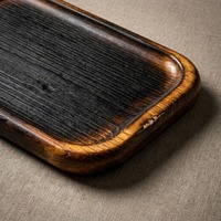 Plateau rectangulaire en bois brûlé de style japonais - Durable, écologique, sans danger pour les aliments - Idéal pour la table basse zen et la décoration de bureau