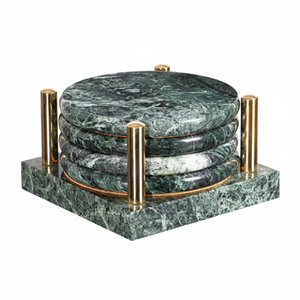 Juego de Posavasos de Mármol VERDE, Posavasos de Piedra Natural Hechos a Mano para Tazas de Café, Decoración para el Hogar y Villas - Product Image 1