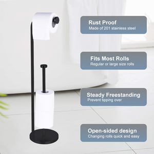 Free Standing Bathroom <strong>Toilet</strong> <strong>Paper</strong> <strong>Holder</strong> <strong>Stand</strong> with Reserve Stainless Steel Hot Selling Modern Tissue <strong>Holder</strong> Metal Apartment - Product Image 3