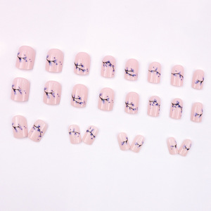 24pcs vente en gros de <span class=keywords><strong>faux</strong></span> <span class=keywords><strong>ongles</strong></span> carrés de styles <span class=keywords><strong>chinois</strong></span> presse courte sur les <span class=keywords><strong>ongles</strong></span> pour les doigts - Product Image 2