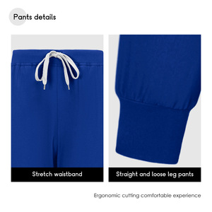 HZMNOI Women <b>Scrub</b> Set <b>Blue</b> V-Neck Top And Pants Moisture Wicking Split Uniform For Medical Nursing Workwear - Product Image 4