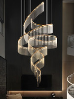 Lustres en verre en spirale LED de luxe modernes, lustre pour escalier long, lustre pour escalier à haut plafond, lustre pour hôtel