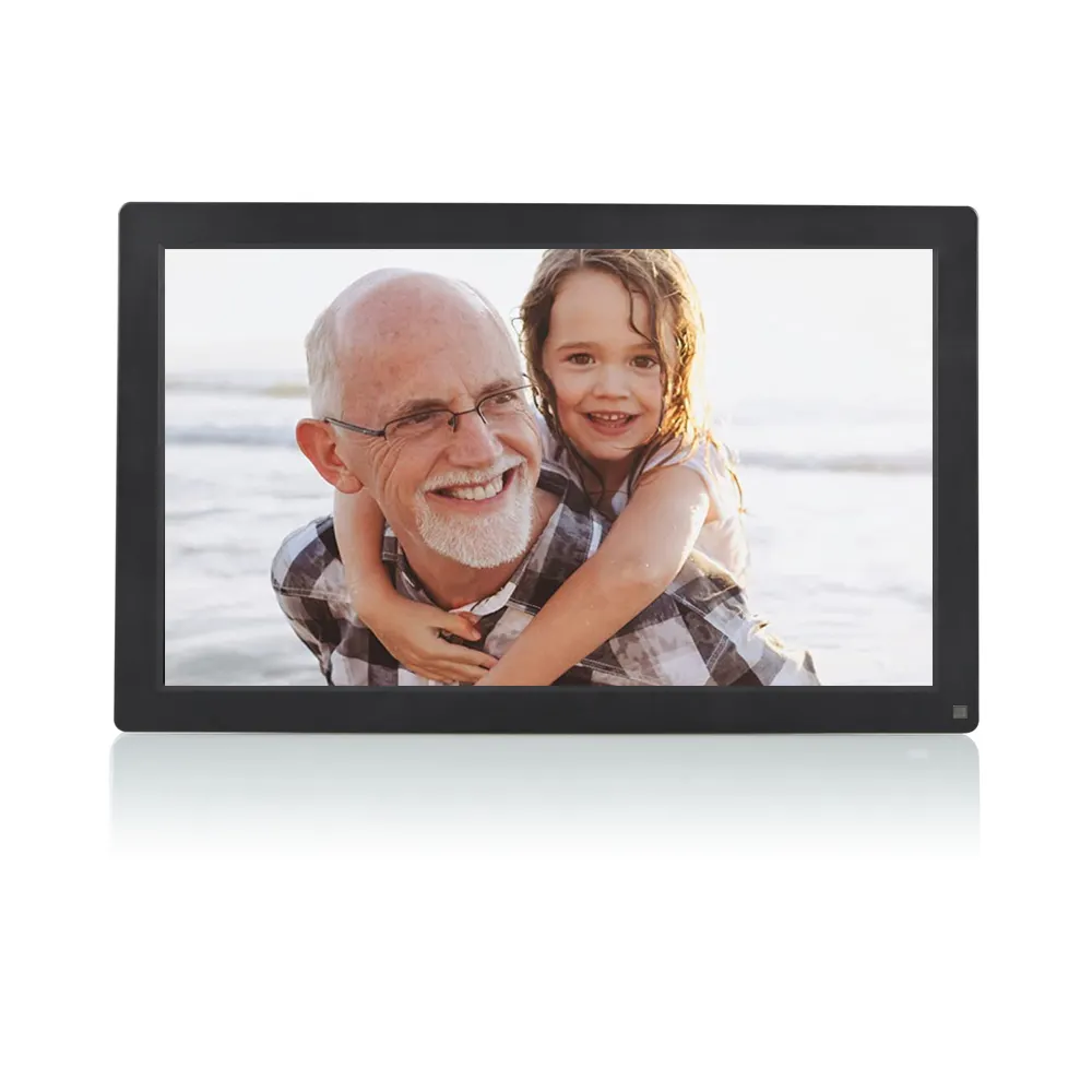 Video in loop 1920x1080 Electronic Photo Albums 15.6 Inch Digital Picture Frame with Remote Control