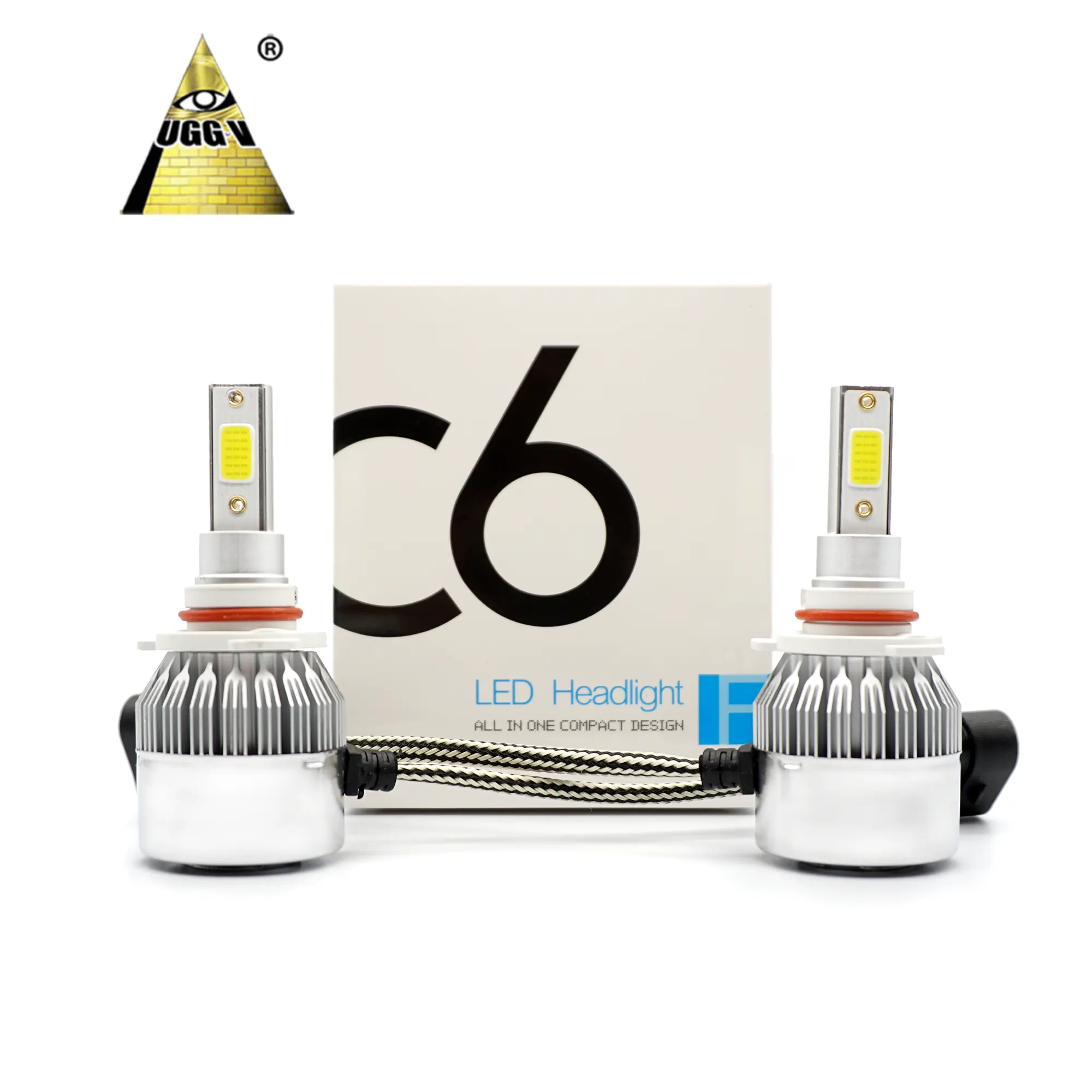 UGGV Système d'éclairage des phares C6 LED H11 H4 H7 H3 9004 9005 9007 H13 H16 880 881 5202 Lampes 36w 7600lm 6000K Ampoule 12v