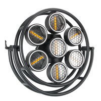 Lampu Panggung LED Retro 7 Mata Bentuk Lingkaran DMX512 RGBW COB Blinder Efek Strobe Untuk DJ Disko Konser Latar Belakang