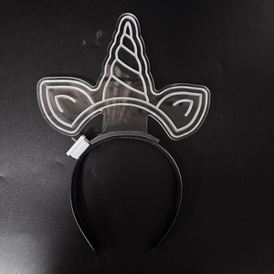 Bandeau <span class=keywords><strong>licorne</strong></span> lumineux à LED en plastique imperméable à l'eau Fournitures de fête Enfants Adultes Décoration de vacances Flash Accessoires de couvre-chef - Product Image 5
