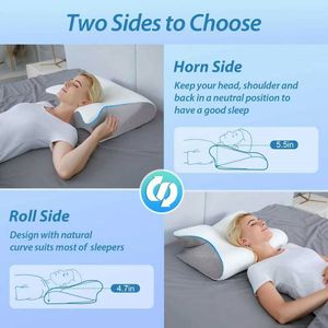 Prix d'usine – Oreiller ergonomique 2-en-1 en mousse à mémoire de forme avec protection cervicale et contour orthopédique en maille - Product Image 3