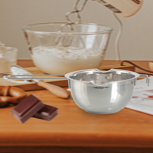 Vente en gros Outil de cuisson personnalisé Melting Pot Becs verseurs doubles Bol à fondre en acier inoxydable pour fromage, sucre, chocolat avec long manche - Product Image 3